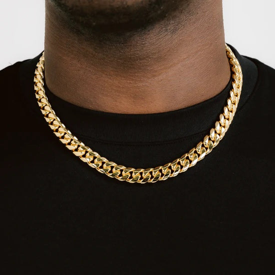 12mm Diamond Cuban Chain 18k Gold