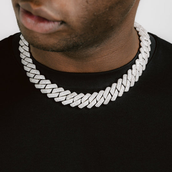 19mm Diamond Cuban Chain White Gold