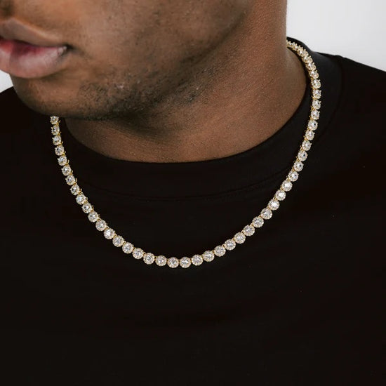 Round Cut Cluster Tennis Chain 18k Gold