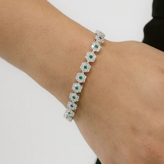 Green Daisy Bracelet White Gold