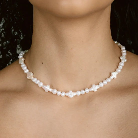 Cross Freshwater Pearl Chain