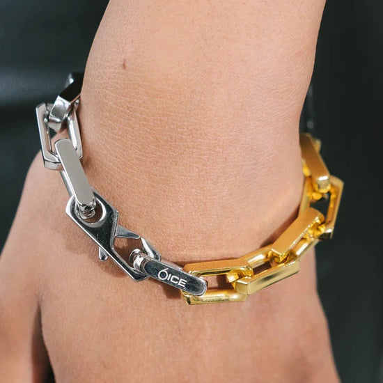 Box Bracelet 2 Tone Gold & Silver