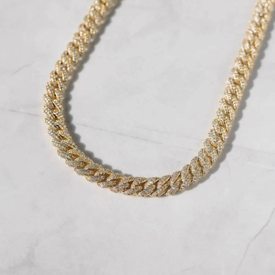 8.5mm Diamond Cuban Chain 18k Gold