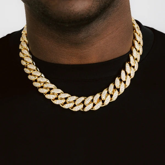 19mm Diamond Cuban Chain 18k Gold