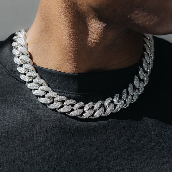 19mm Diamond Cuban Chain in 925 Silver