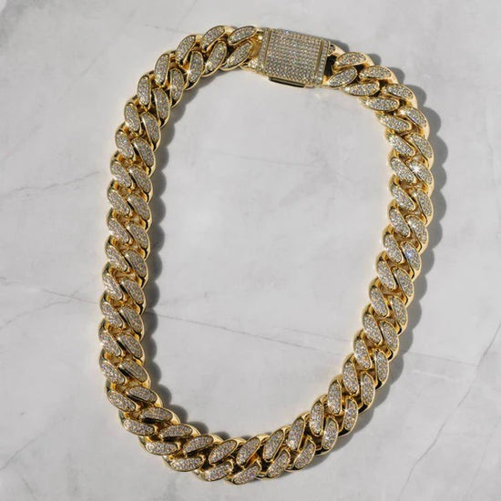 19mm Diamond Cuban Chain 18k Gold