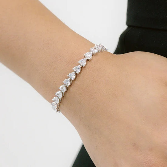 Heart Flow Tennis Bracelet White Gold