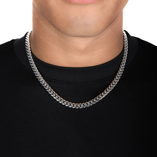 8mm Miami Cuban Chain & Bracelet White Gold