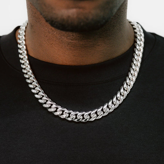 12mm Miami Cuban Chain & Bracelet White Gold