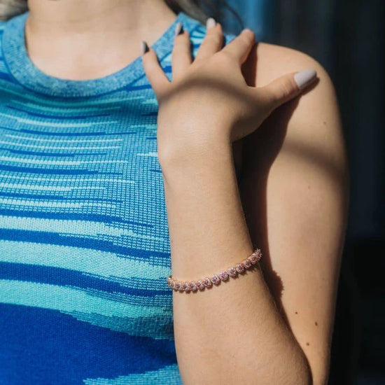 7mm Pink Clustered Tennis Bracelet