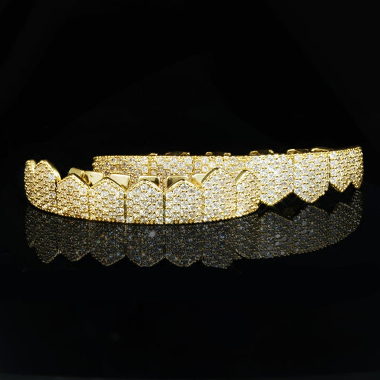 YELLOW GOLD-PLATED GRILLZ BAR ICED EDITION