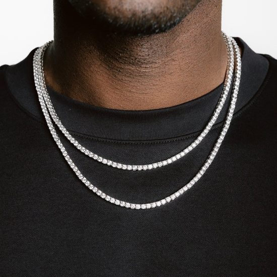 Layered 3mm Tennis Chain White Gold