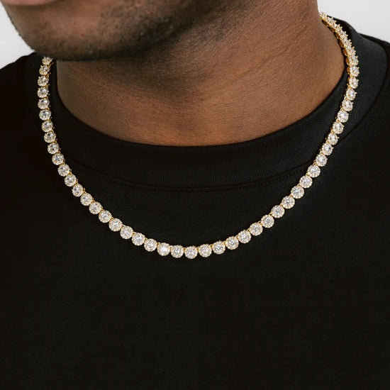 Round Cut Cluster Tennis Chain 18k Gold