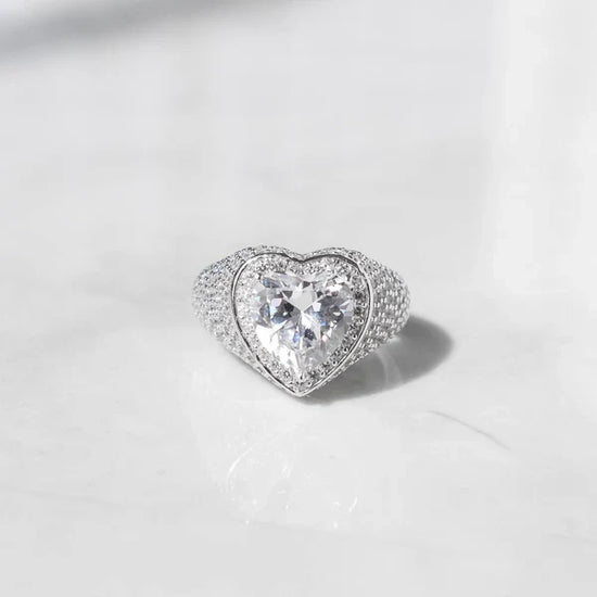 Clustered Heart Ring White Gold