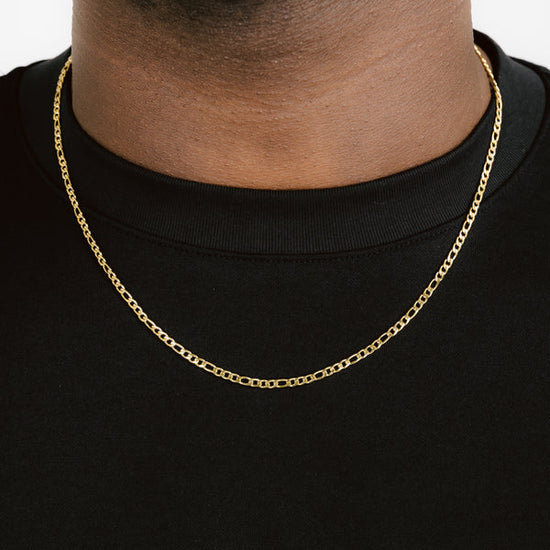 3mm Figaro Link Chain 18k Gold