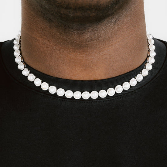 Clustered Pearl Chain White Gold