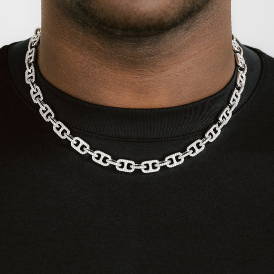 8mm G-Link Chain White Gold