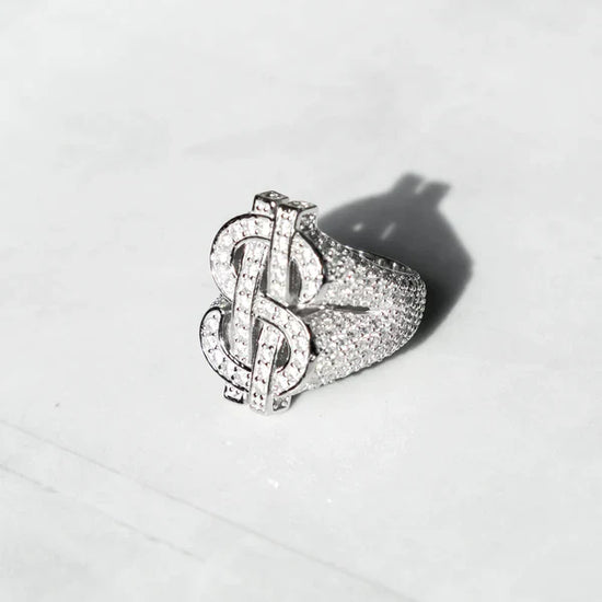 Dollar Sign Ring White Gold