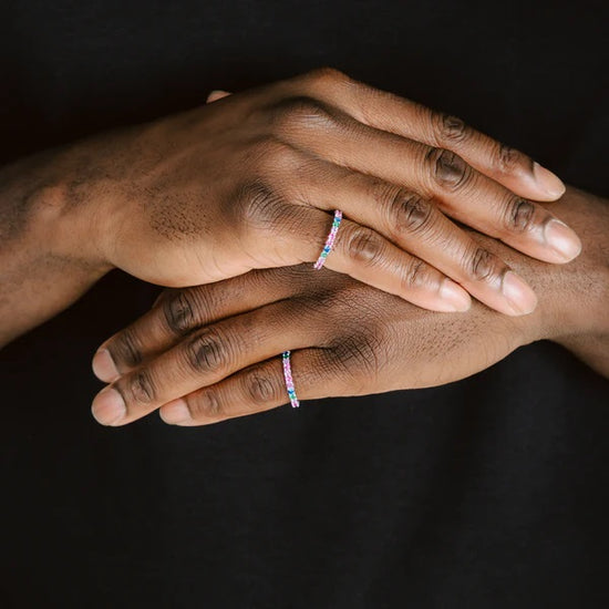 Coloured Silver Tennis Ring