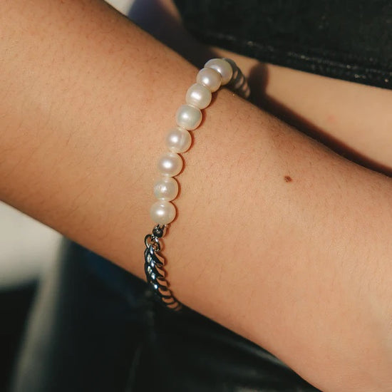 Cuban Pearl Bracelet White Gold