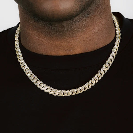 8.5mm Diamond Cuban Chain 18k Gold