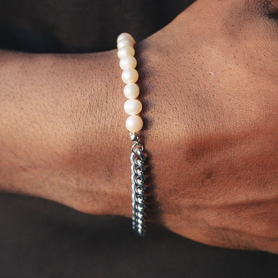 Cuban Pearl Bracelet White Gold