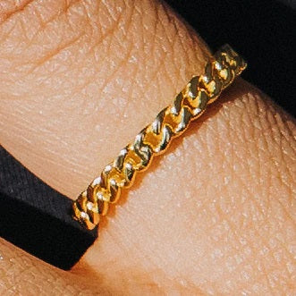 Thin Miami Cuban Ring 18k Gold