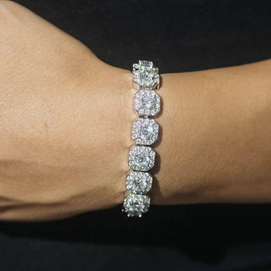 Clustered Tennis Bracelet White Gold