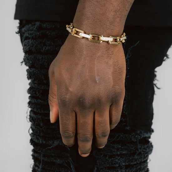 Iced Out Box Bracelet 18k Gold