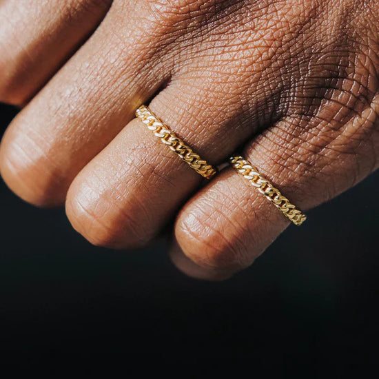 Thin Miami Cuban Ring 18k Gold