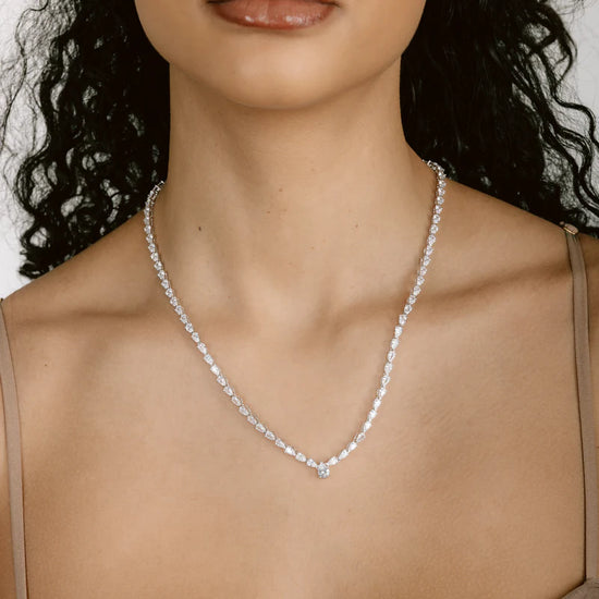 Pearcut Centered Tennis Chain White Gold