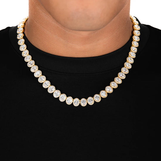 Oval Cut Tennis Chain 18k Gold