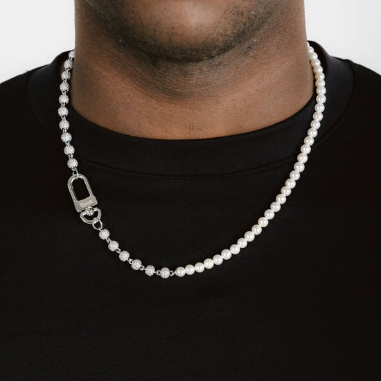 Diamond Pearl Chain White Gold