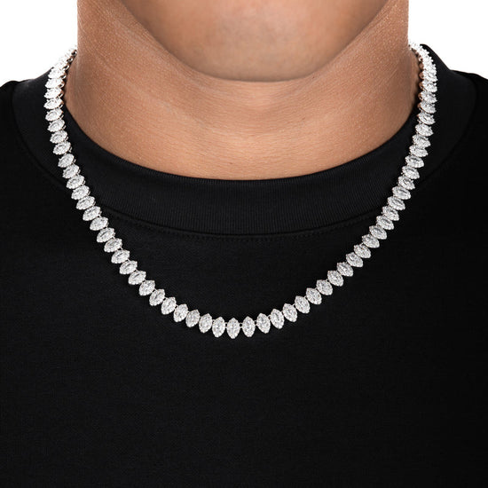 7mm Marquise Tennis Chain White Gold