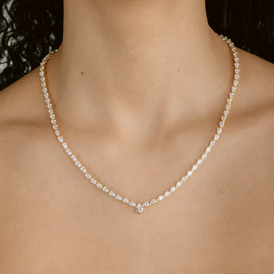 Pearcut Centered Tennis Chain 18k Gold