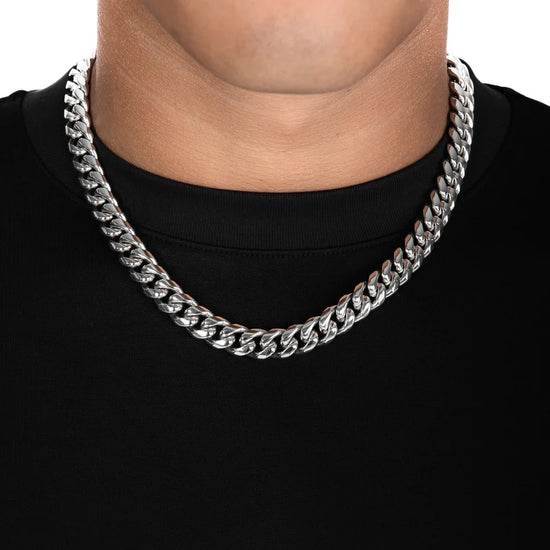 12mm Miami Cuban Chain White Gold