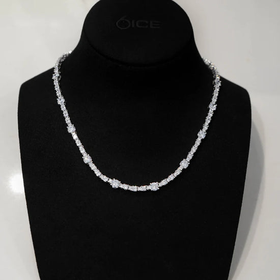 Mixed Tennis Chain White Gold