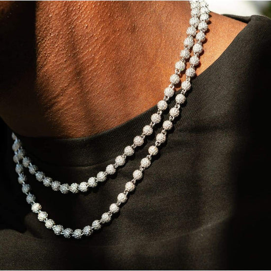 4mm Diamond Beads Chain White Gold