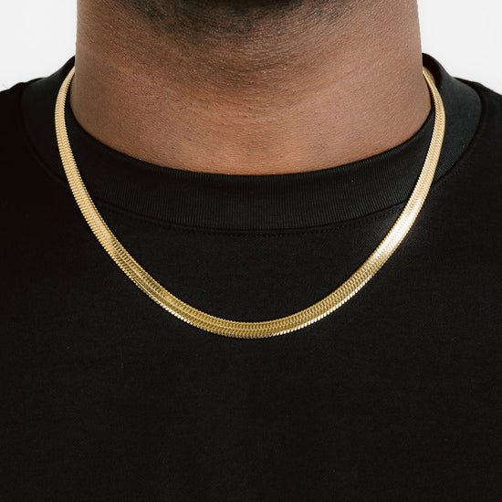 6mm Herringbone Chain 18k Gold