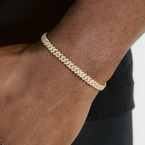 5mm Diamond Prong Cuban Bracelet 18k Gold