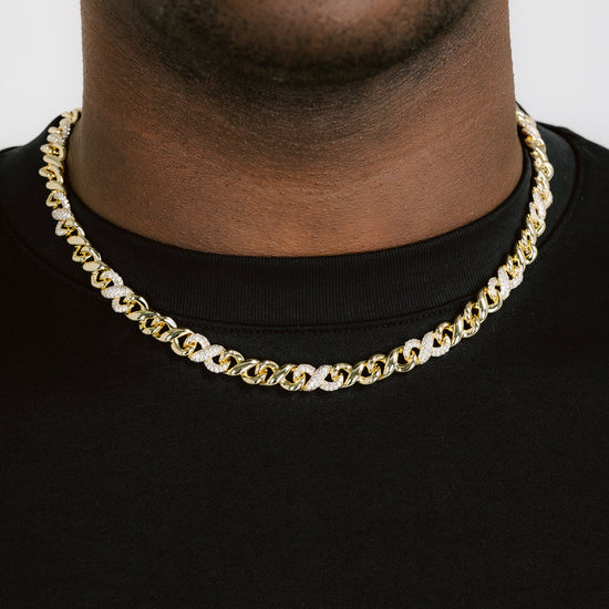 8mm Half Iced Infinity Chain 18k Gold