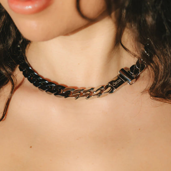 Black Marble Cuban Chain White Gold