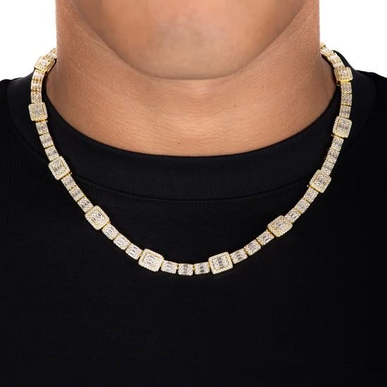 Cluster Baguette Tennis Chain 18k Gold