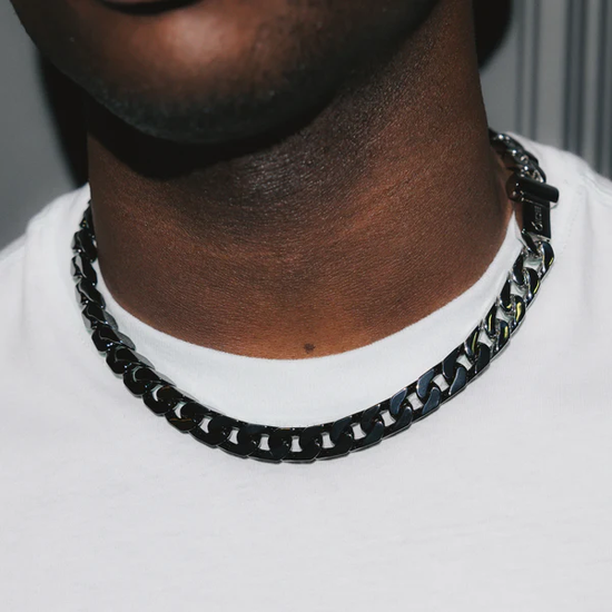 Black Marble Cuban Chain 18k Gold